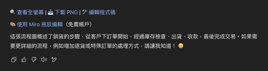 使用ChatGPT流程圖工具產生完畢後的延伸選項對話